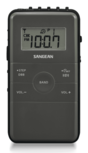 Sangean DT-140 Grey Black AM/FM oplaadbare pocketradio grijs zwart voorzijde