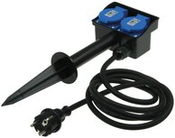 Chilitec 21455 buitenstopcontact met 2 meter kabel en grondpin IP44 waterdicht zwart