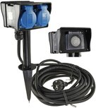 Chilitec 22032 buitenstopcontact met 2 meter kabel en grondpin IP44 waterdicht zwart