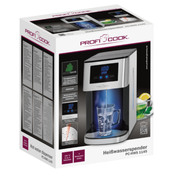 Proficook HWS1145 heetwaterdispenser 4 liter 2600 Watt 501168 voorkant verpakking doos