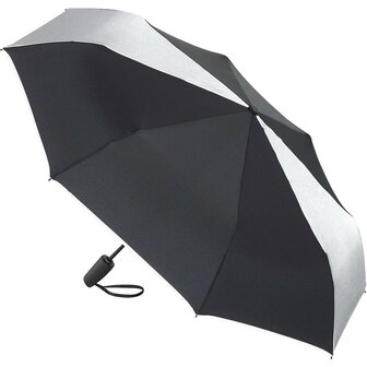 Fare ColorReflex 5477 opvouwbare mini-paraplu zwart voorkant met reflecterend doek