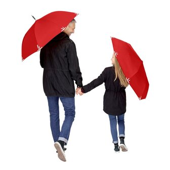 Fare Safebrella 7571 veilige paraplu met ledlamp en reflectoren rood