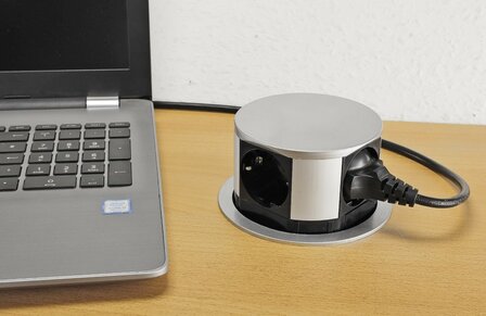 Chilitec 22604 inbouw stopcontactdoos voor bureau uittrekbaar met 4 stopcontacten