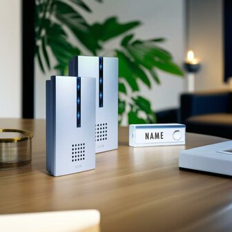 M-E FG7 draadloze deurbel met twee ontvangers 41103 zilver