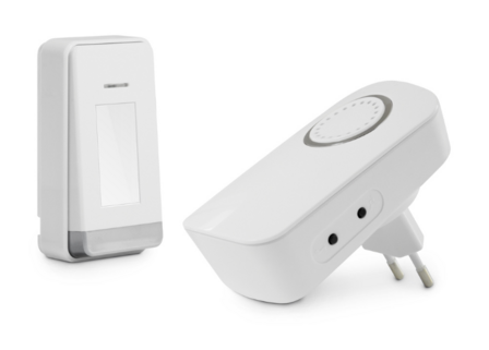 Avidsen 102438 draadloze en kinetische deurbel voorkant beldrukker plug-in ontvanger