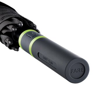 Fare Style 2384 windproof golfparaplu zwart limegroen 130 centimeter handvat van dichtbij