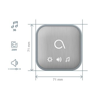 Avidsen Sona-T Plug-In draadloze deurbel met flitslicht op netstroom afmetingen ontvanger