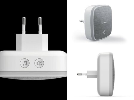 Thomson 513133 draadloze deurbel met kinetische knop en 4 plug-in ontvangers stopcontact
