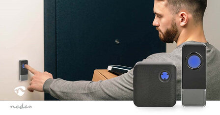 Nedis DOORB310BK2 draadloze deurbel 150 meter met twee plug-in ontvangers zwart