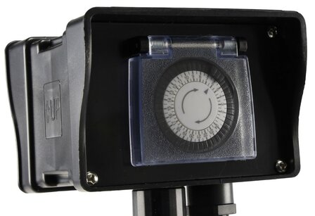 Chilitec 22032 buitenstopcontact met 2 meter kabel en grondpin IP44 waterdicht zwart