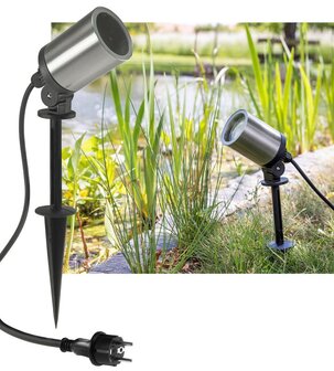 Chilitec RVS tuinspot met grondpen IP65 230V zonder lichtbron met 1,5m kabel