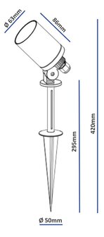 Chilitec RVS tuinspot met grondpen IP65 230V zonder lichtbron met 1,5m kabel