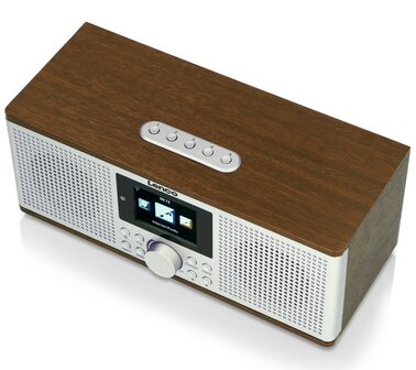 Lenco DIR-170WA internet/DAB+/FM smart radio walnoot zilver bovenzijde rechts