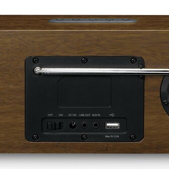 Lenco DIR-170WA internet/DAB+/FM smart radio walnoot zilver achterzijde