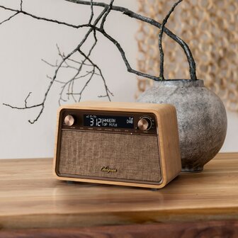 Sangean WR-201D DAB+/FM natural cherry houten kast premium radio