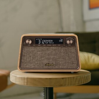 Sangean WR-201D DAB+/FM natural cherry houten kast premium radio