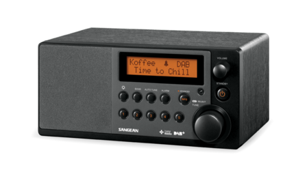 Sangean DDR-31+ DAB+/FM houten kast tafelradio met bluetooth zwart voorzijde rechts