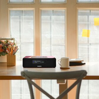 Sangean DDR-36 Red DAB+/FM-RDS digitale tafelradio met bluetooth aux zwart rood