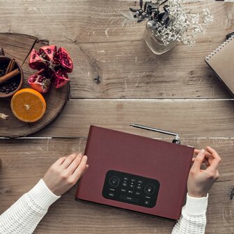 Sangean DDR-36 Red DAB+/FM-RDS digitale tafelradio met bluetooth aux zwart rood