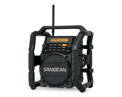 Sangean U5DBT FM/DAB+ stevige bouwradio zwart met bluetooth, aux en accu voorzijde rechts