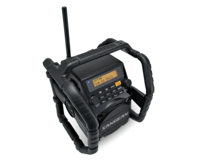 Sangean U5DBT FM/DAB+ stevige bouwradio zwart met bluetooth, aux en accu bovenzijde