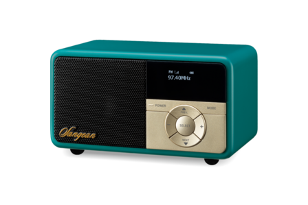 Sangean DDR-7X Green DAB+/FM-RDS oplaadbare mini radio groen met bluetooth en aux voorzijde rechts