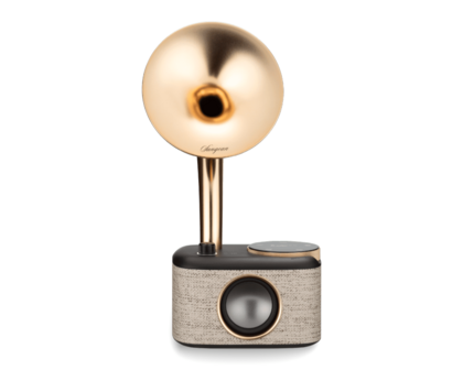 Sangean CP-100D Gramophone FM/DAB+ retro radio Fabric Black-Gold met bluetooth en aux voorkant
