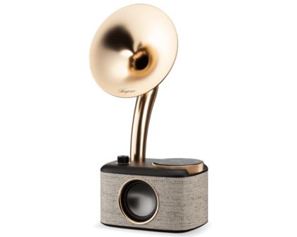 Sangean CP-100D Gramophone FM/DAB+ retro radio Fabric Black-Gold met bluetooth en aux voorkant rechts