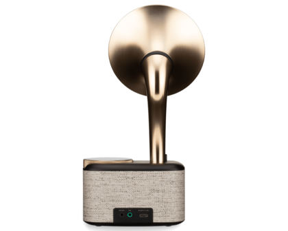 Sangean CP-100D Gramophone FM/DAB+ retro radio Fabric Black-Gold met bluetooth en aux achterkant