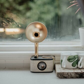 Sangean CP-100D Gramophone FM/DAB+ retro radio Fabric Black-Gold met bluetooth en aux