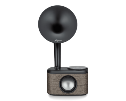 Sangean CP-100D Gramophone FM/DAB+ retro radio Fabric Grey-Black&nbsp;met bluetooth en aux voorkant