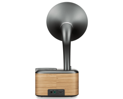 Sangean CP-100D Gramophone FM/DAB+ retro radio Lightwood-Grey met bluetooth en aux achterkant