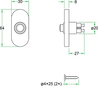 Artitec 93567 beldrukker ovaal rvs mat zilver afmetingen