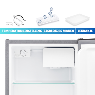 Heinrich's HKB 4188 SI mini koelkast met vriesvak zilver 44 liter tempe