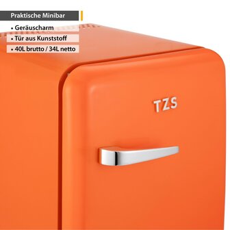 First Austria FA-5172-3-OR thermo-elektrische retro mini koelkast 40 liter oranje