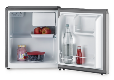 Severin KB-8878 mini koelkast grijs 45 liter geopend