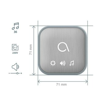Avidsen Sona-T Plug-In draadloze deurbel met flitslicht op netstroom afmetingen ontvanger
