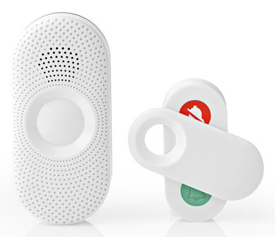 Nedis DOORB230CWT draadloze deurbel met niet-storen-functie wit deurdrukker en ontvanger