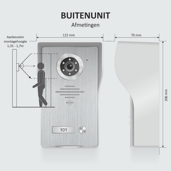 Elro DV4000IP bedrade intercom deurbel met scherm en app buitenunit afmetingen