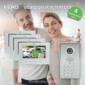 Elro DV4000-4 bedrade intercom deurbel voor 4 appartementen met schermen