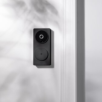 Aqara Smart Video Doorbell G4 - bedrade &amp; draadloze videodeurbel met gong - zwart aan wand