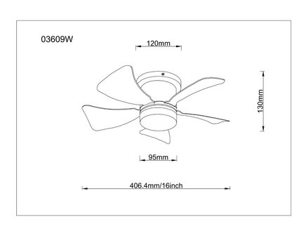 Globo Hines LED plafondventilator wit 41 cm afmetingen