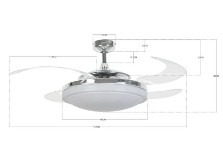 Beacon Fanaway Evo2 Endure plafondventilator chroom 122 cm 210932 afmetingen
