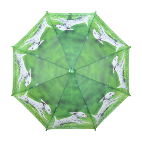 Kinderparaplu met blije puppies groen KG160 dalmatiër bovenkant