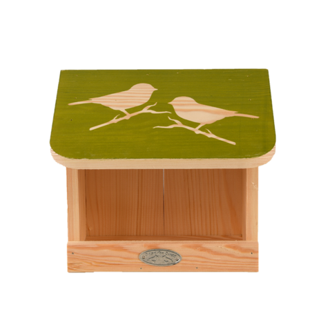 Esschert Design diapositief muurvoedertafel voor vogels groen FB541 voorkant