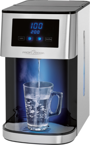 Proficook HWS1145 heetwaterdispenser 4 liter 2600 Watt 501168 voorkant met blauwe ledverlichting