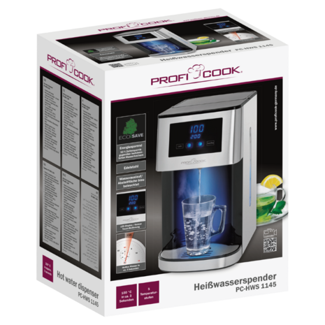 Proficook HWS1145 heetwaterdispenser 4 liter 2600 Watt 501168 voorkant verpakking doos