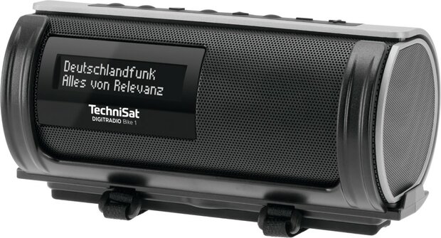 Technisat DIGITRADIO BIKE 1 DAB+/FM fietsradio voor op stuur zwart/zilver voorkant rechts