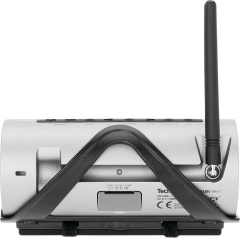 Technisat DIGITRADIO BIKE 1 DAB+/FM fietsradio voor op stuur zwart/zilver achterkant antenne
