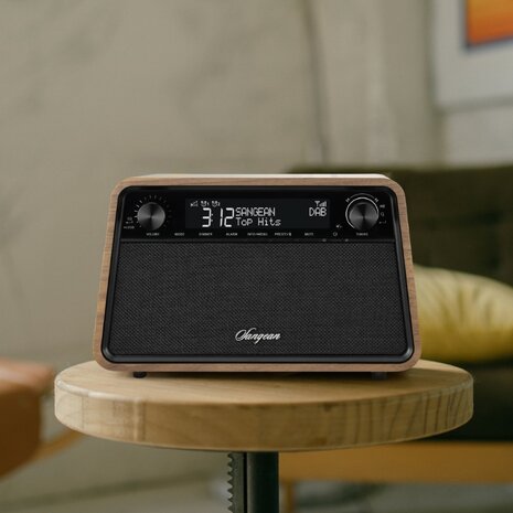 Sangean WR-201D DAB+/FM vintage walnoot houten kast premium radio